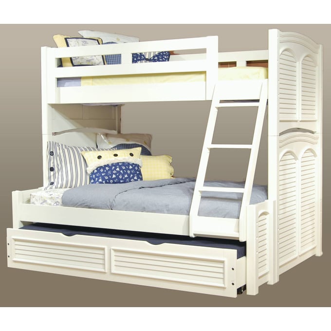 American Woodcrafters Cottage Traditions White Twin over Full Trundle Bunk Bed AWC-6510-TFBNKT