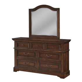 American Woodcrafters Stonebrook Tobacco Dresser and Mirror