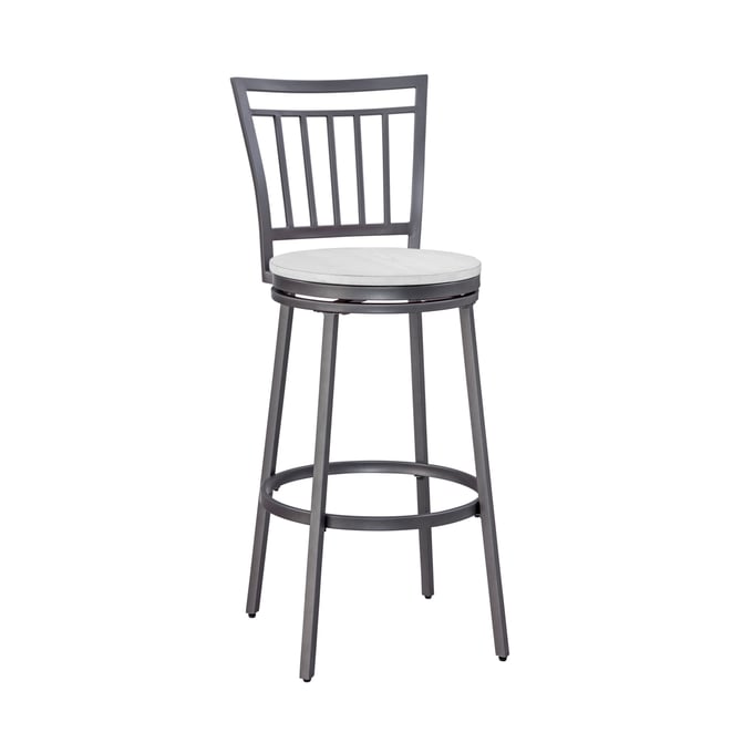 American Woodcrafters Slate Grey White 30 Inch Stool with Back AWC-B1-131-30W