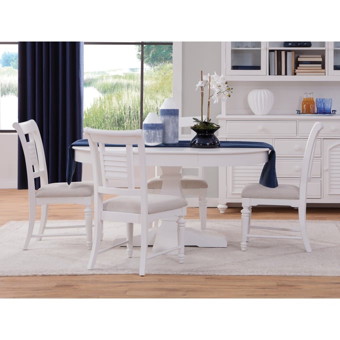 American Woodcrafters Cottage Traditions White 5pc Round Dining Room Set AWC-D-6510-PED-5PC