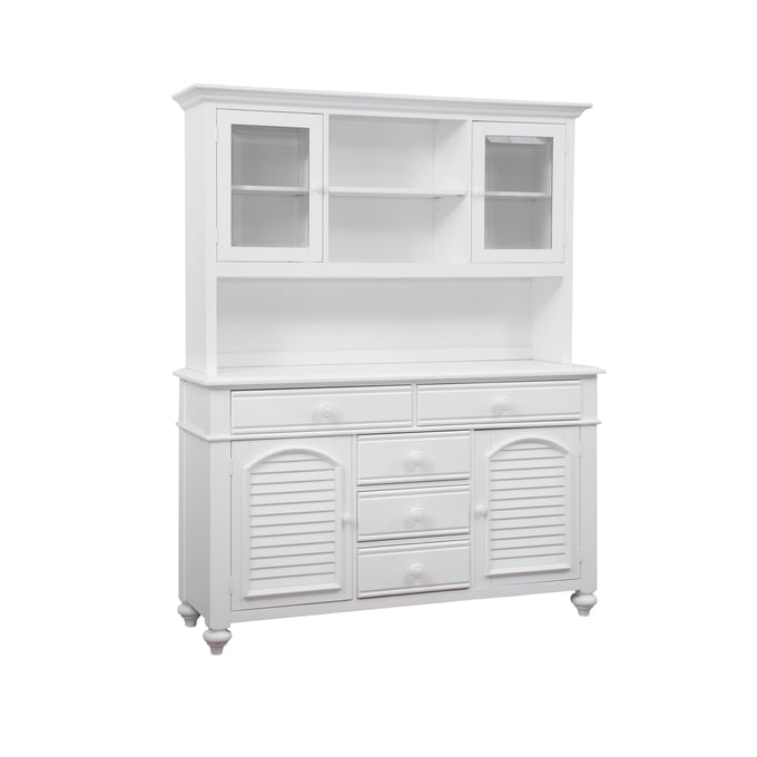 American Woodcrafters Cottage Traditions White Server And Hutch AWC-D-6510-590-HUT-SER