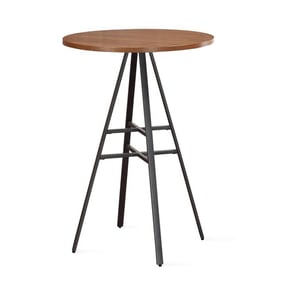 American Woodcrafters Slate Grey Golden Oak Round Bar Table