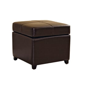 Baxton Studio Pandora Dark Brown Bycast Leather Storage Cube Ottoman