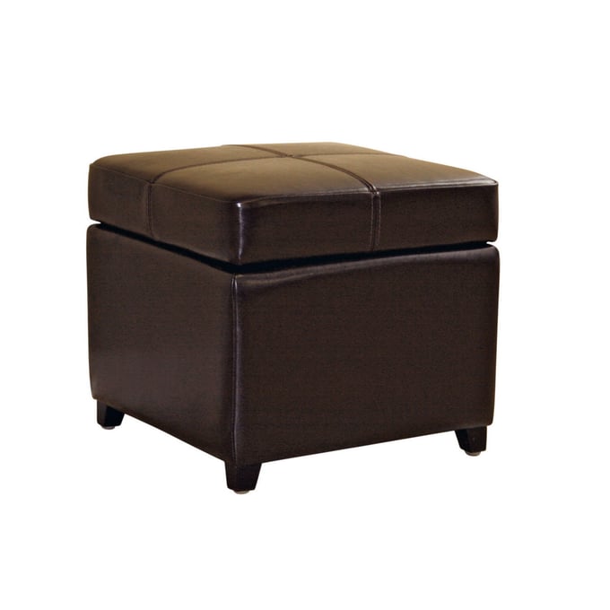 Baxton Studio Pandora Dark Brown Bycast Leather Storage Cube Ottoman BAX-0380-001-DARK-BROWN