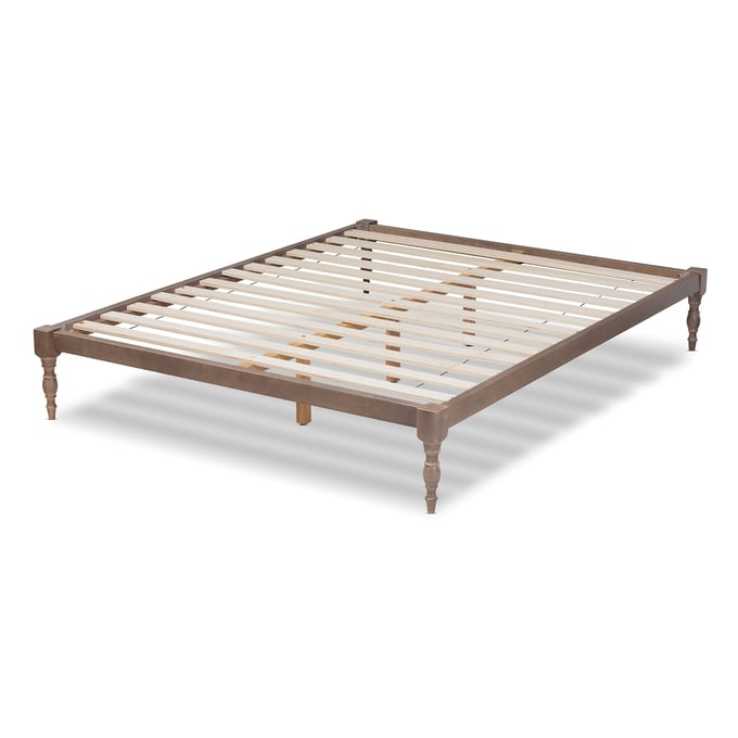 Baxton Studio Iseline Antique Oak Wood Full Platform Bed Frame BAX-MG0001-ANTIQUE-OAK-FULL