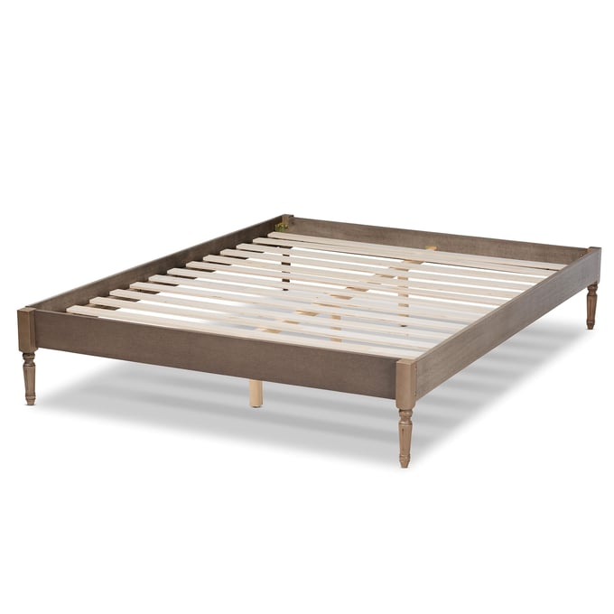 Baxton Studio Colette Weathered Grey Oak Wood Full Platform Bed Frame BAX-MG0009-WEATHER-GREY-FULL