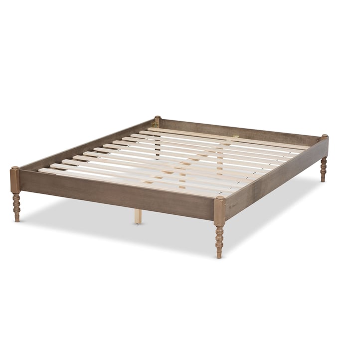 Baxton Studio Cielle Weathered Grey Oak Wood King Platform Bed Frame BAX-MG0012-WEATHER-GREY-KING