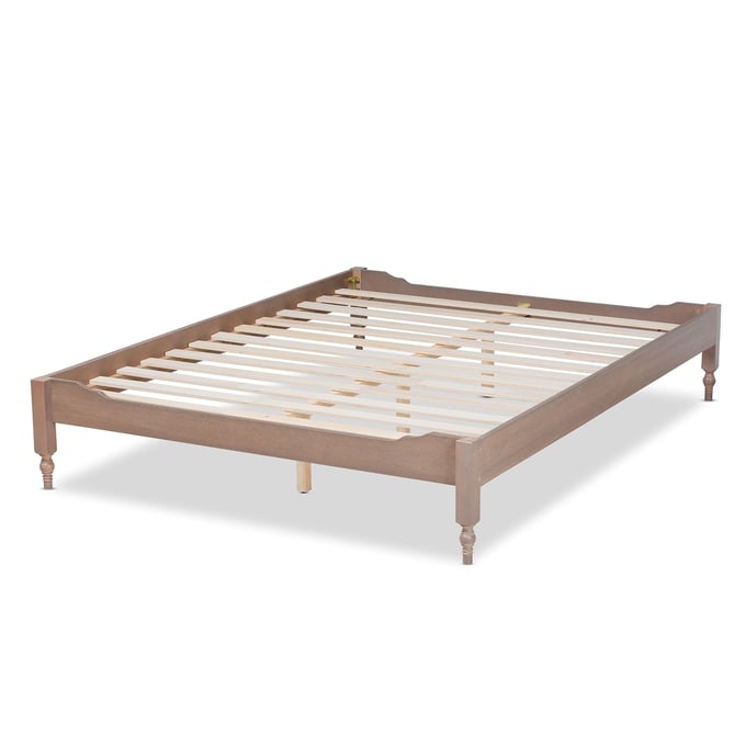 Baxton Studio Laure Antique Oak Wood Full Platform Bed Frame BAX-MG0011-ANTIQUE-OAK-FULL