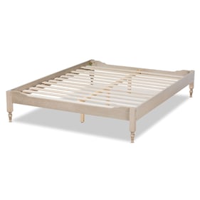 Baxton Studio Laure Antique White Oak Wood King Platform Bed Frame