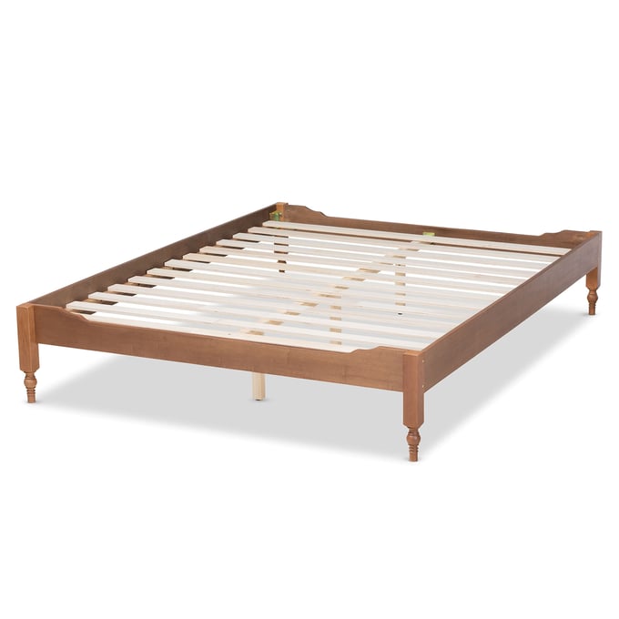 Baxton Studio Laure Ash Walnut Wood Full Platform Bed Frame BAX-MG0011-ASH-WALNUT-FULL