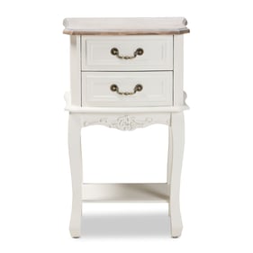 Baxton Studio Amalie White Wood 2 Drawers End Table