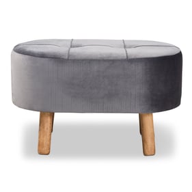 Baxton Studio Simone Grey Velvet Upholstered Ottoman