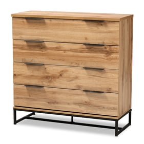 Baxton Studio Reid Oak 4 Drawer Dresser