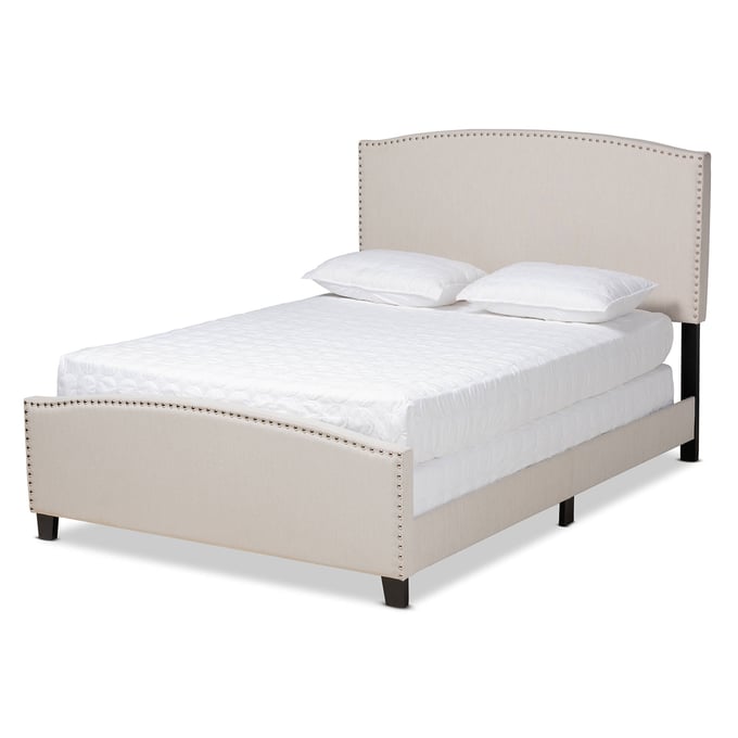 Baxton Studio Morgan Beige Upholstered King Panel Bed BAX-MORGAN-BEIGE-KING