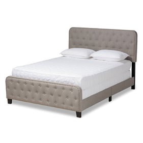 Baxton Studio Annalisa Grey Upholstered Button Tufted Queen Panel Bed