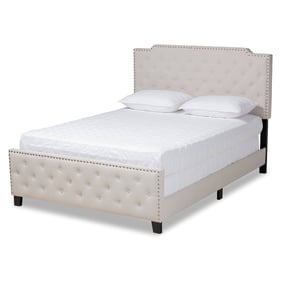 Baxton Studio Marion Beige Upholstered Button Tufted Full Panel Bed