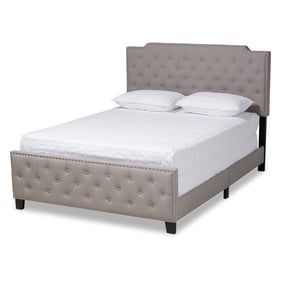 Baxton Studio Marion Grey Upholstered Button Tufted Queen Panel Bed