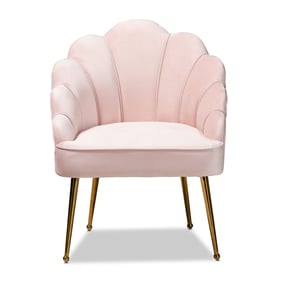 Baxton Studio Cinzia Light Pink Velvet Seashell Shaped Accent Chair