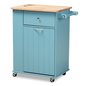 Baxton Studio Liona Sky Blue Kitchen Storage Cart