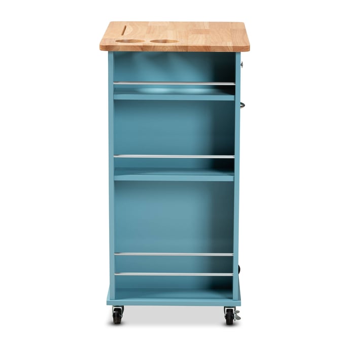 Baxton Studio Liona Sky Blue Kitchen Storage Cart The Classy Home