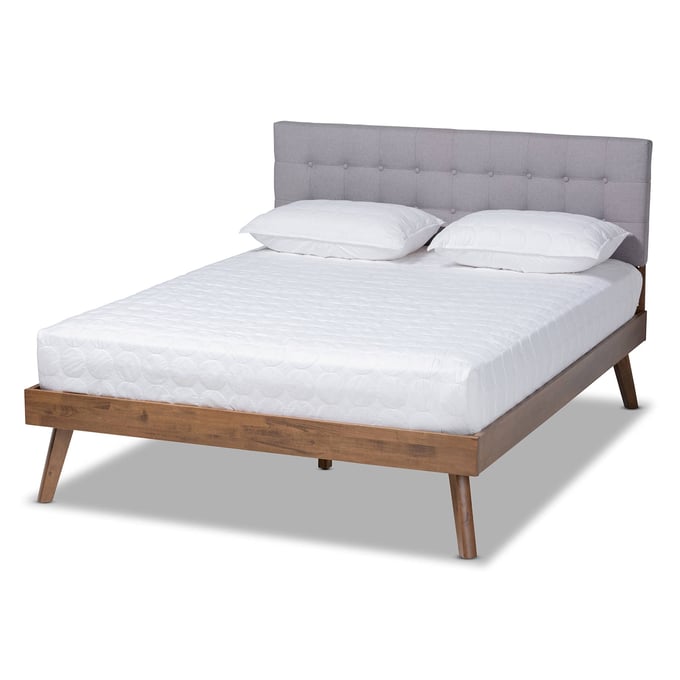 Baxton Studio Devan Light Grey Fabric Upholstered Queen Platform Bed BAX-SW8168-LGY-WL-M17-Q