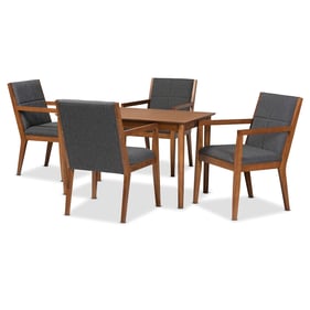 Baxton Studio Theresa Dark Grey Fabric Upholstered 5pc Dining Set