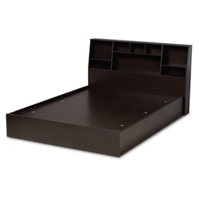 Baxton Studio Geoffrey Dark Brown Wood Queen Platform Storage Bed