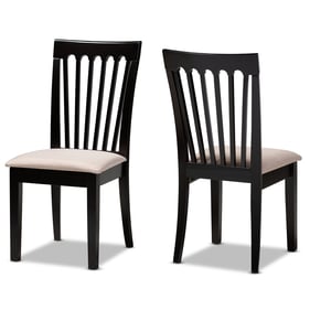 2 Baxton Studio Minette Sand Dark Brown Wood Dining Chairs