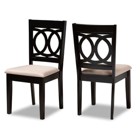 2 Baxton Studio Lenoir Sand Fabric Upholstered Dining Chairs