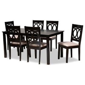 Baxton Studio Lenoir Sand Upholstered 7pc Dining Set