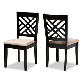 2 Baxton Studio Caron Sand Fabric Espresso Brown Wood  Dining Chairs