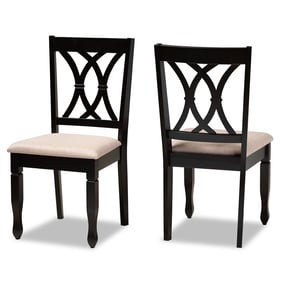 2 Baxton Studio Reneau Sand Fabric Upholstered Dining Chairs