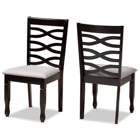 2 Baxton Studio Lanier Grey Dark Brown Dining Chairs