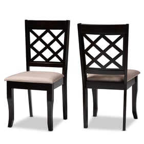 2 Baxton Studio Verner Sand Fabric Dark Brown Dining Chairs