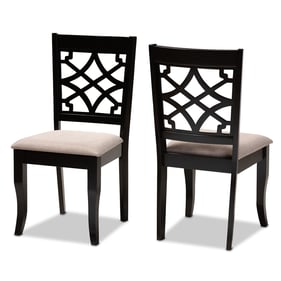 2 Baxton Studio Mael Sand Espresso Oak Wood Dining Chairs