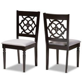 2 Baxton Studio Renaud Grey Fabric Dark Brown Finished Wood Dining Chairs