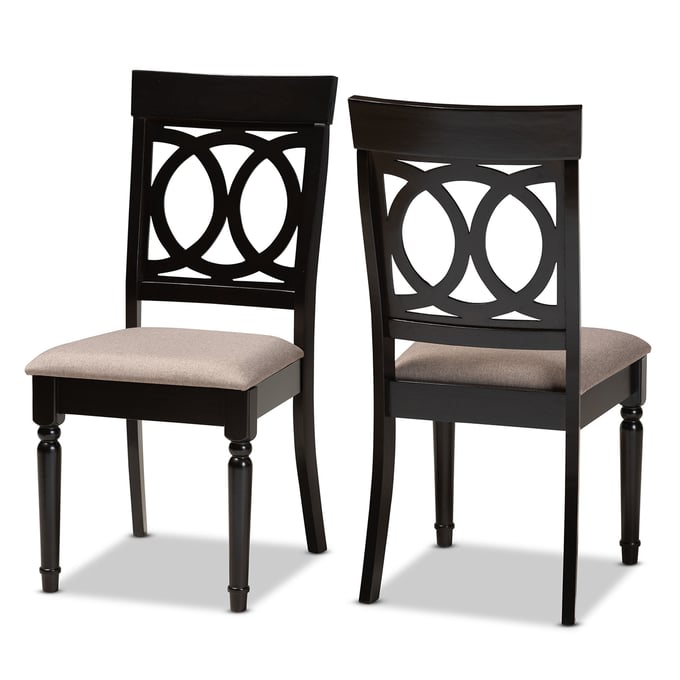 2 Baxton Studio Lucie Sand Dark Brown Dining Chairs BAX-RH333C-SND-DBR-DC-2PK