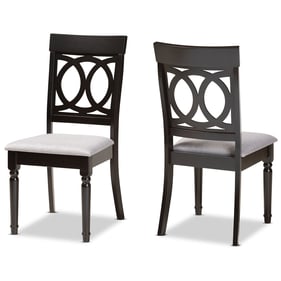 2 Baxton Studio Lucie Grey Dark Brown Dining Chairs