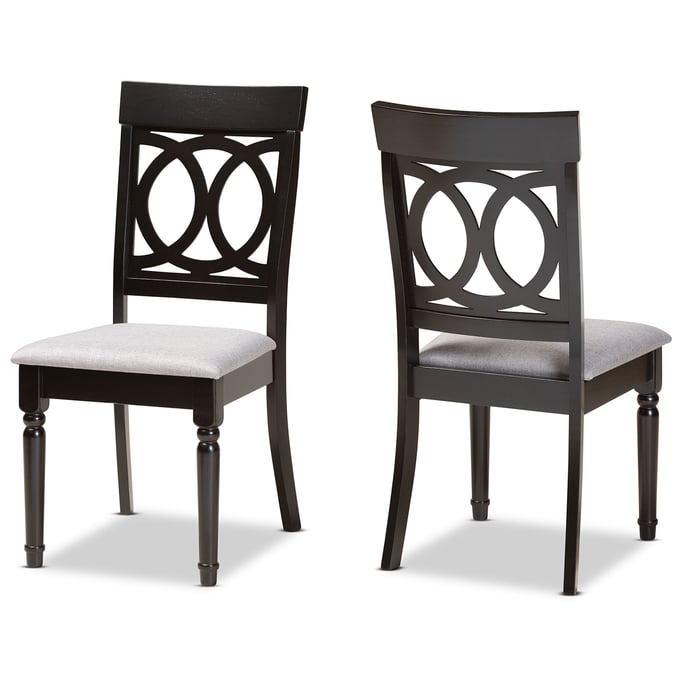 2 Baxton Studio Lucie Grey Dark Brown Dining Chairs BAX-RH333C-GY-DBR-DC-2PK