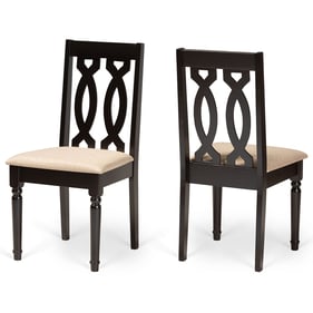 2 Baxton Studio Cherese Sand Fabric Dark Brown Wood Dining Chairs