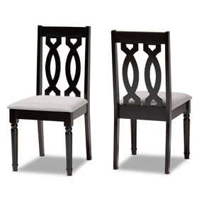 2 Baxton Studio Cherese Grey Fabric Dark Brown Wood Dining Chairs