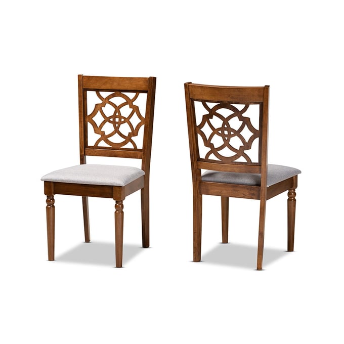 2 Baxton Studio Renaud Walnut Brown Dining Chairs BAX-RH332C-GREY-WALNUT-DC-2PK