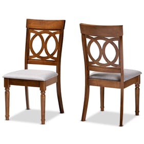 2 Baxton Studio Lucie Grey Walnut Brown Dining Chairs