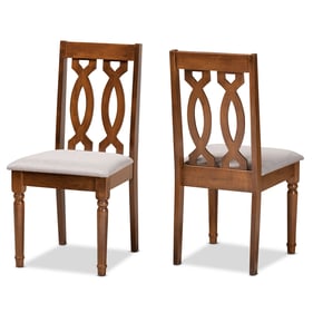 2 Baxton Studio Cherese Grey Fabric Walnut Brown Wood Dining Chairs