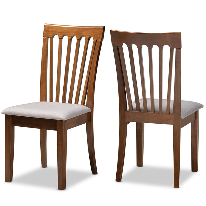 2 Baxton Studio Minette Grey Walnut Dining Chairs BAX-RH319C-GREY-WALNUT-DC-2PK