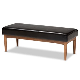 Baxton Studio Arvid Dark Brown Walnut Wood Dining Bench