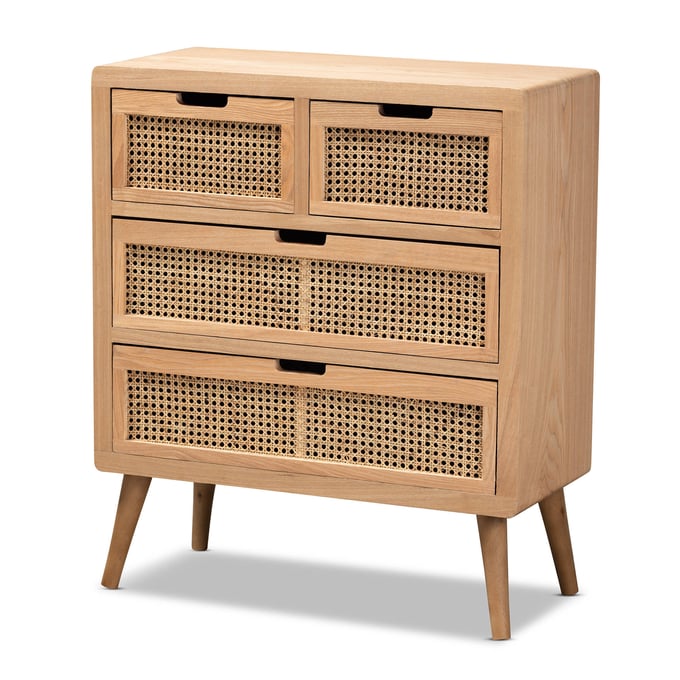 Baxton Studio Alina Medium Oak 4 Drawer Storage Accent Cabinet BAX-JY1902-MOAK-4DW-CBNT