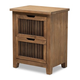 Baxton Studio Clement Brown 2 Drawer Spindle End Table