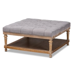 Baxton Studio Kelly Grey Washed Fabric Cocktail Ottoman