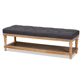 Baxton Studio Linda Charcoal Grey Washed Fabric Storage Bench